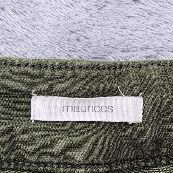 Maurices Pants Womens 8 Green Patch Pocket High Rise Wide Leg Crop Ankle Stretch - Picture 5 of 12